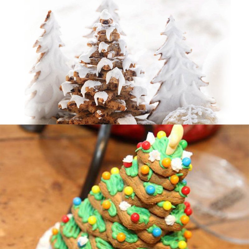 YXChome Snowflake Set - 9 Piece Stainless Steel Snowflake Cookie Cutters & 3D Christmas Tree for Christmas Holiday Winter Baking - Image 3
